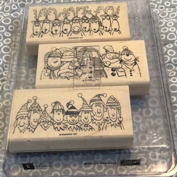 ⛄️ Stampin' Up! Holiday Lineup 3pc Wood Stamp Set - Picture 1 of 5